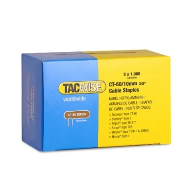 Image of Tacwise 0354 Type CT 60 / 10 mm Galvanised Cable Staples, Pack of 5,000