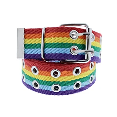 Image of Zac&#039;s Alter Ego Rainbow Double Eyelet Canvas Webbing Belt