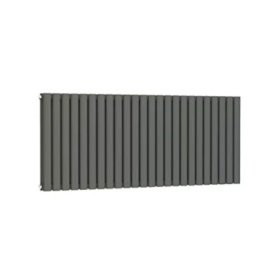 Image of VeeBath Rennes Matt Anthracite Low Carbon Mild Steel Horizontal Double Panel Mirror Bathroom Heating Radiator 600 x 1420mm