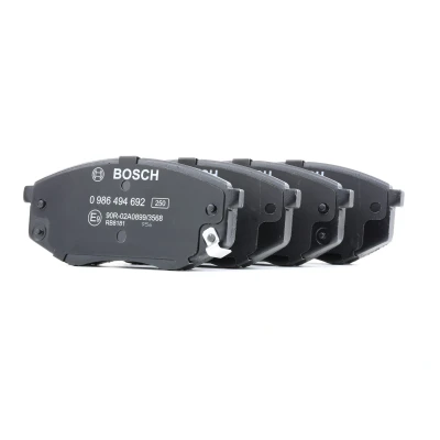 Image of 581011KA00, 581012SA00, 581012SA30, 581013SA25, 581013SA26 Brake pad set BOSCH 0 986 494 692 HYUNDAI: ix20, ix35, Tucson, KIA: SOUL 2