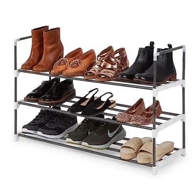 Image of KEPLIN 7 Tier Metal Shoe Rack, Space Saving Slim Racks Storage, Trainer, Heavy Duty Tall Storage Racks, Organiser For Wardrobe, Hallway, Bedroom, Bathroom, Indoor &amp; Outdoor (Grey)