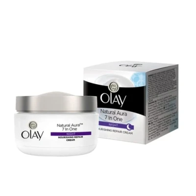 Image of OLAY NATURAL WHITE 7 IN ONE NIGHT NOURISHING REPAIR CREAM 50 GM