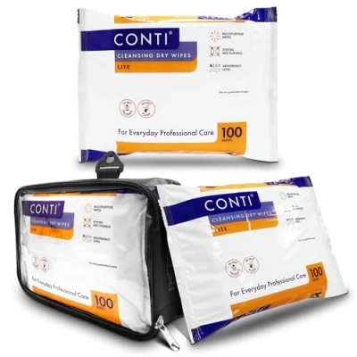 Image of RE GEN FlexPouch Dry Wipe Dispenser &amp; Conti Lite 24x18cm Patient Cleansing Wipes, Single Pack Professional Personal Care Wipes Ideal for Homes, Hospitals Home Adult Incontenance Aid