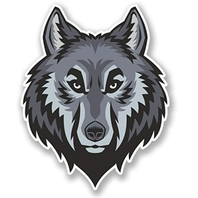 Image of 2 x Grey Wolf Vinyl Sticker Decal iPad Laptop Car Bike Quad Helmet Dog Fun #4784 (8cm Wide 10cm Tall)
