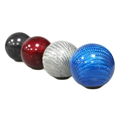 Image of JINGLINGKJ 12MM Blue Carbon Fiber Gear Shift Knob Stick Plastic MT AT Head Universal Custom Car Accessaries 3 Adapters 1Pc (Blue)