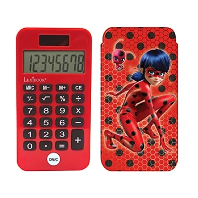 Image of Lexibook, Miraculous Ladybug Cat Noir, Pocket Calculator, Conventional and Advanced Calculator Functions, Rigid Protective Cover, with Battery, Red, C45MI