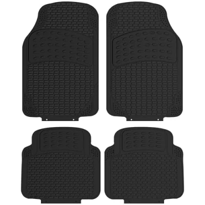 Image of ZENO Universal Rubber Car Mats 4 Piece (Front + Rear) Non Slip Floor Mat Heavy Duty for Cars SUV Truck and Vans Water Proof &amp; Easy To Clean