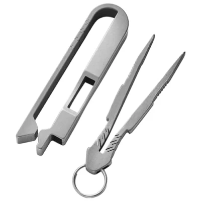 Image of TTTLLNN Quick Detachable Alloy Tweezers with Keyring Camping Small Tweezer Portable Outdoor Survival Travel Tool