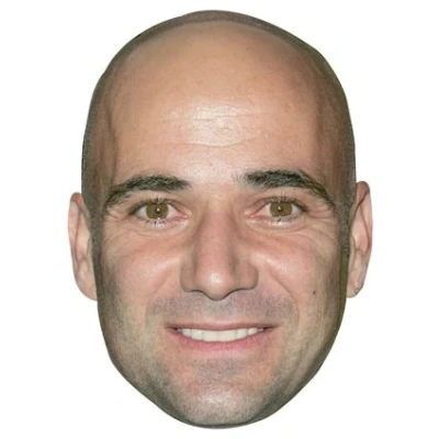 Image of FoxyPrinting ANDRE AGASSI Party Face Fancy Dress JB Tennis Cardboard Celebrity Mask