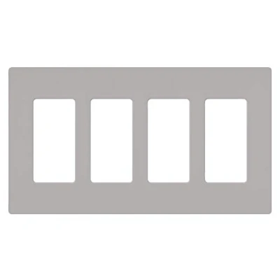 Image of Lutron Claro 4 Gang Decorator/Rocker Wallplate, Gloss, Gray (1 Pack) CW GR