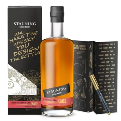 Image of Stauning KAOS Triple Malt Danish Whisky Handmade made from Rye &amp; Barley with a Spicy and Sweet Finish 3 years, 46% ABV, 1 x 70cl