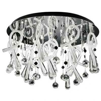 Image of Class Flush Ceiling Round 20 Light G4 Polished Chrome/White Glass/Crystal, NOT LED/CFL Compatible