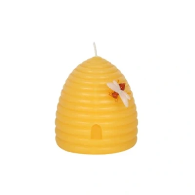 Image of Yellow Beeswax Hive Shaped Candle 10cm x 8cm (1 Pc.) Stunning Home Decor Accent Unique &amp; Eco Friendly Design Perfect for Cozy Ambiance Gifting