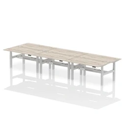Image of Air B2B 1600x800mm Height Adjustable 6P Bench Desk CP Grey Oak/Silver