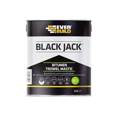 Image of Everbuild Black Jack 903 Bitumen Trowel Mastic Trowellable Bituminous Compound 2.5 Litre