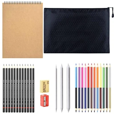 Image of YEZIDE Sketching pencils and Drawing Set 31pcs Color Pencil with Graphite dual ended colored Sketch Book for Kid Adults Artists Student