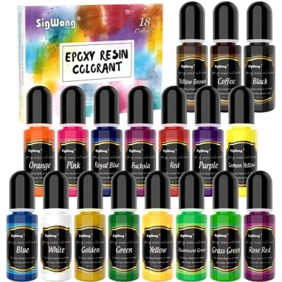 Image of Epoxy Resin Pigment 18 Colour Liquid Translucent Colorant, Highly Concentrated UV Dye for DIY Jewelry Making, AB Coloring Paint, Craft 10ml Each