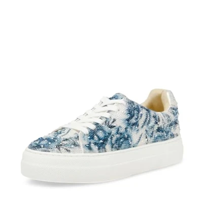 Image of Betsey Johnson Women&#039;s Sidny Sneaker, Blue Floral, 5 UK