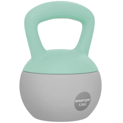 Image of SPORTNOW Soft Kettlebell, 12kg Kettle Bell with Non Slip Handle for Home Gym Weight Lifting and Strength Training, Grey Green