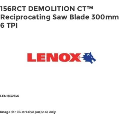Image of Lenox 156RCT DEMOLITION CT Reciprocating Saw Blade 300mm 6 TPI LEN1832146