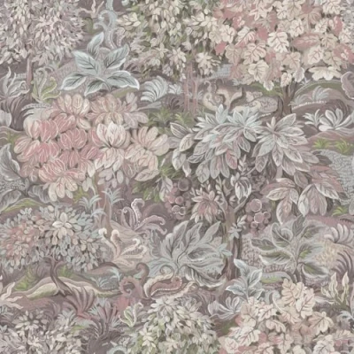 Image of Multi Enchanted Forest Wallpaper Lilac Pink Purple Floral Leaves Natural Botanical Trees Sage Naturistic Feature Wall
