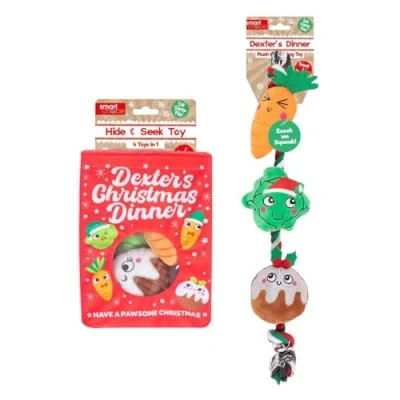 Image of YöL Christmas Plush Rope Tug Squeaky &amp; Hide And Seek Treat Toys Pet Dog Puppy Carrot Sprout Pudding Interactive Stimulating