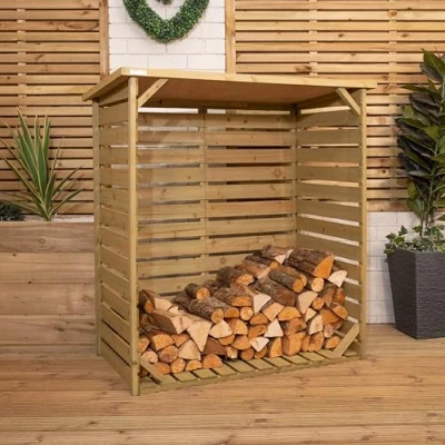 Image of Samuel ALEXANDER 123cm x 115cm Large Wooden storage Garden Patio Log Store outside Shed