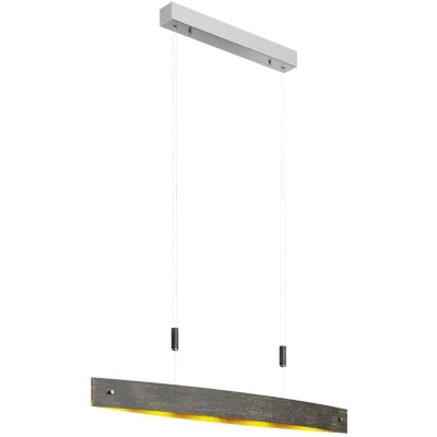 Image of Lucande Black LED hanging light Lio with gold decoration
