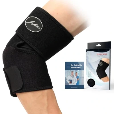 Image of Dr. Arthritis DOCTOR Developed Premium Copper Lined Elbow SUPPORT Brace and WRITTEN HANDBOOK —GUARANTEED RELIEF &amp; for Injuries Other Conditions