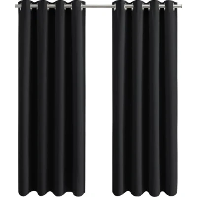 Image of Aspire Homeware Blackout Curtains for Bedroom Black Eyelet &amp; Drapes 66x90 inch Drop Window Treatments Super Soft Pair of Thermal Out Curtain Living Room + 2 Tiebacks