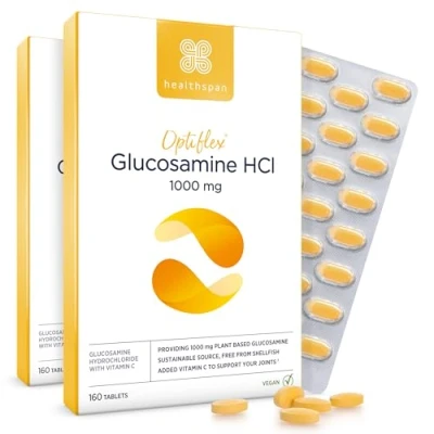Image of Healthspan Optiflex Glucosamine 1,000mg with Vitamin C Joint Health 40% More Per Gram Sustainably Sourced Vegan (320 Tablets)