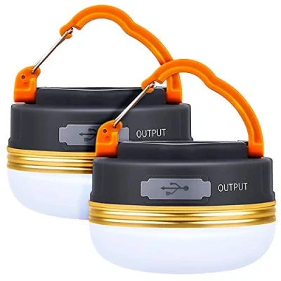 Image of Hongtellor Camping Light, USB Rechargeable LED Tent Light with Magnetic, 4 Modes Outdoor Lantern for Hiking, Camping, Fishing, Hunting，Home Power Cuts（2 Pack）