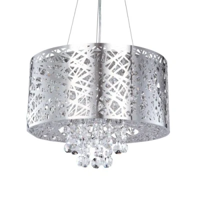 Image of LITECRAFT Ashley Ceiling Pendant with Crystal Effect Drum Shade Polished Chrome (6 Light)
