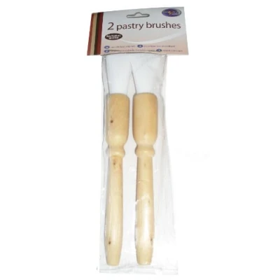 Image of Pack Of 2 Natural Wood Handle Pastry Brushes
