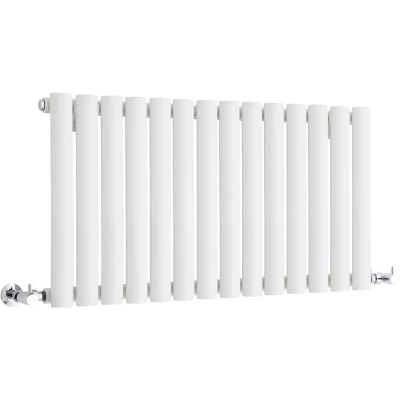 Image of Milano Aruba White Horizontal Single Oval Panel Radiator 400mm x 826mm