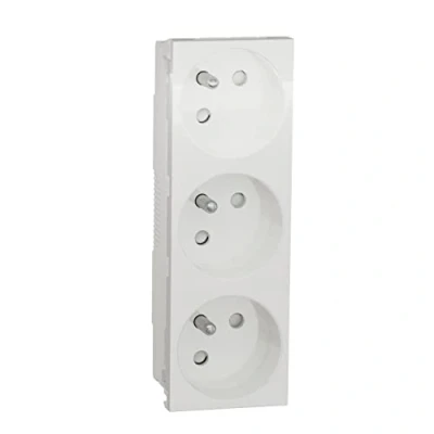 Image of Unica Triple Socket 2P+T FR Special Duct White Mechanism Only