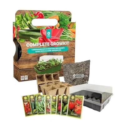 Image of Vegetable Complete Growkit for Gardening Gifts Grow Your Own Kits of 12 Seeds, Greenhouse Accessories Peat Pots &amp; Soil Garden