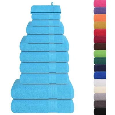 Image of vidaXL 12 Piece Towel Set Turquoise 360 gsm 100% Cotton