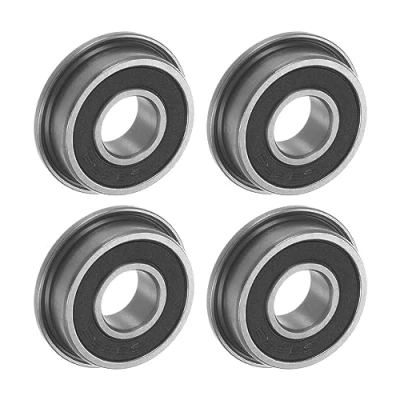 Image of uxcell F698 2RS Flanged Ball Bearing 8x19x6mm Double Sealed Chrome Steel Flange Bearings, 4pcs
