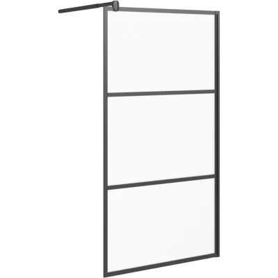 Image of vidaXL Walk in Shower Wall 100x195 cm Frosted ESG Glass Black
