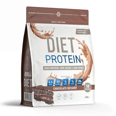 Image of Applied Nutrition Diet Whey High Protein Powder Supplement, Low Carb &amp; Sugar, for Weight Management with CLA, L Carnitine, Green Tea (450g 18 Servings) (Chocolate Dessert)