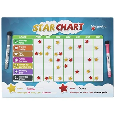 Image of Magnetic Innovations Star Chart for Children, Encourage Learning, Reward Good Behaviour, Large A3 Dry Wipe Surface