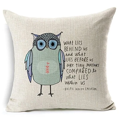 Image of Onker Cotton Linen Square Decorative Throw Pillow Case Cushion Cover 18&quot; x Owl Sayings