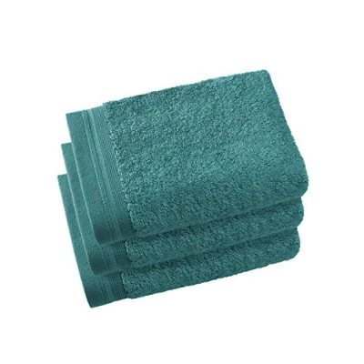 Image of De Witte Lietaer Contessa Luxe Set of 3 Guest Towels, Cotton, Petrol Green 40 x 60 cm