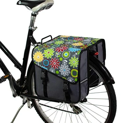 Image of BikyBag Classic CS Bicycle Double Panniers Bag Fashion Cycle Bike Women&#039;s Men&#039;s (Grey Daisy)