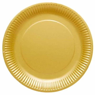 Image of Amscan 9915400 214 66 Gold Eco Friendly Recyclable Paper Party Plates 8 Pack