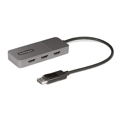 Image of StarTech.com 3 Port MST Hub DisplayPort to 3x HDMI, Triple 4K 60Hz Monitors, DP 1.4 Multi Monitor Video Adapter, 1ft (30cm) Built in Cable, USB Powered, Windows Only (MST14DP123HD)