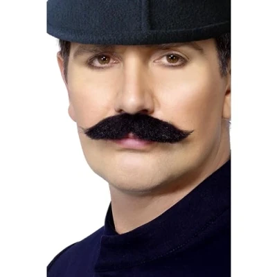 Image of Smiffys Tales of Old England London Bobbie Tash, Black Self Adhesive, Historical Fancy Dress, Dress Up Cosmetics &amp; Disguises.