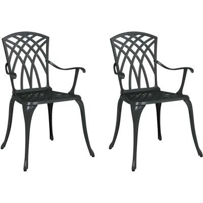 Image of vidaXL Garden Chairs 2 pcs Black Cast Aluminium