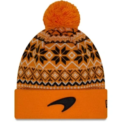 Image of New Era Winter Pom Beanie Xmas McLaren Racing Orange